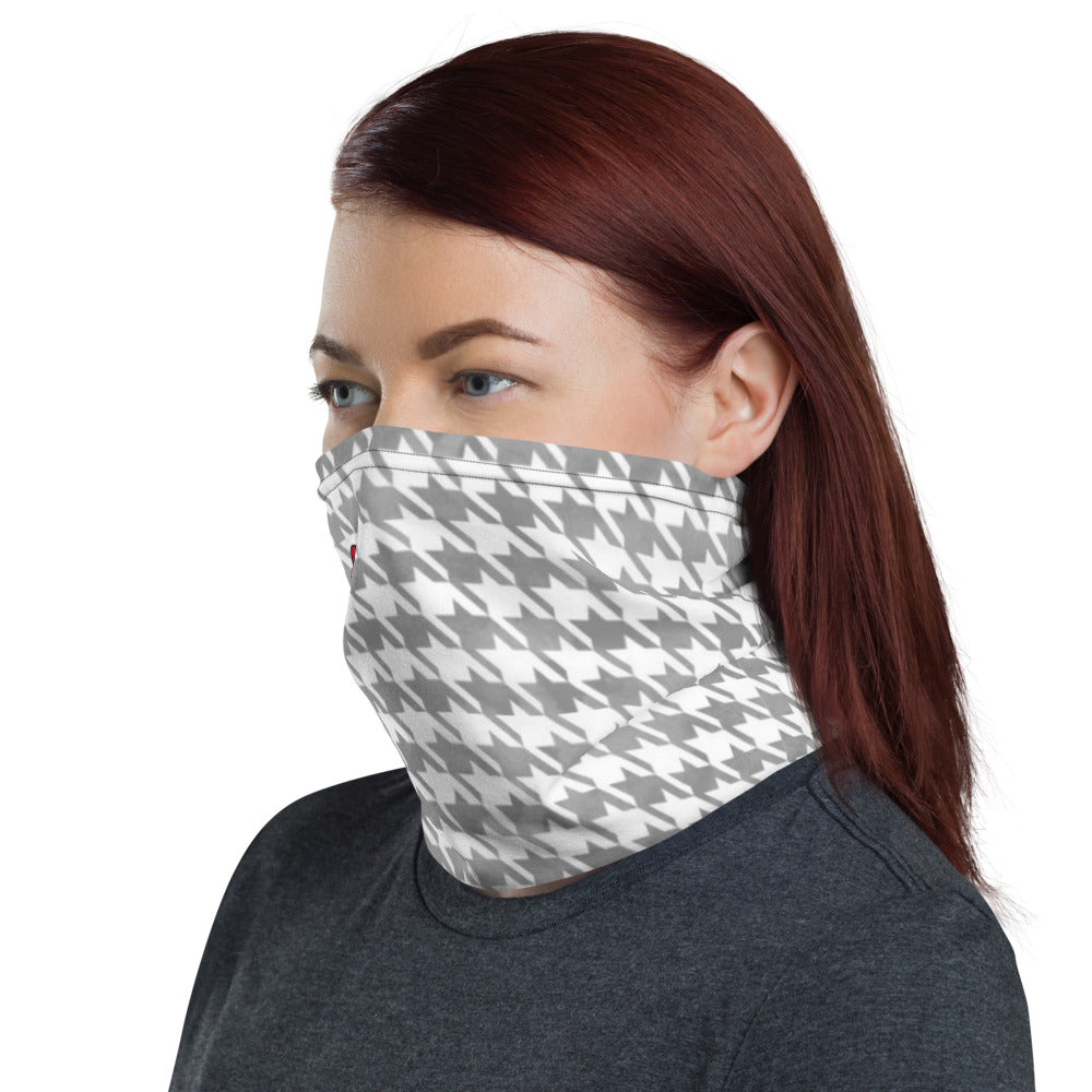 Houndstooth White/Grey - Unisex Face Cover/Neck Gaiter