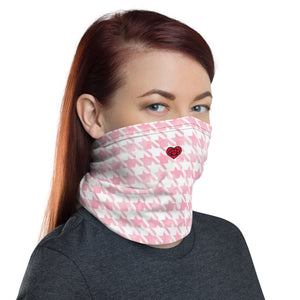 Houndstooth White/Pink - Unisex Face Cover/Neck Gaiter