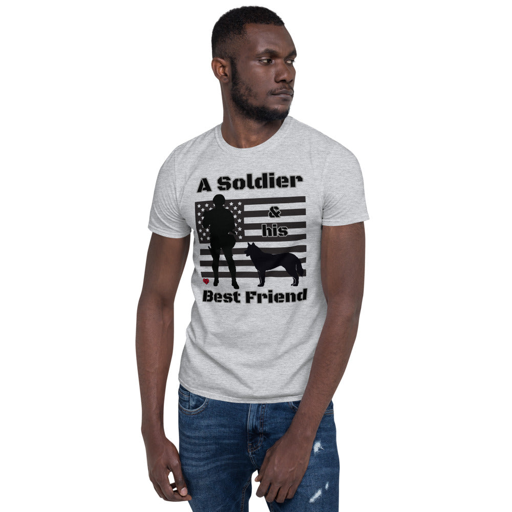 Soldier & Best Friend Dog - Husky - Short-Sleeve Unisex T-Shirt