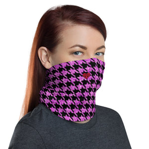 Houndstooth Purple/Black - Unisex Face Cover/Neck Gaiter