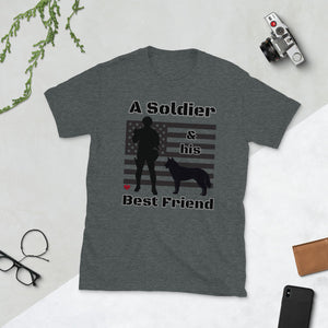 Soldier & Best Friend Dog - Husky - Short-Sleeve Unisex T-Shirt