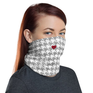 Houndstooth White/Grey - Unisex Face Cover/Neck Gaiter