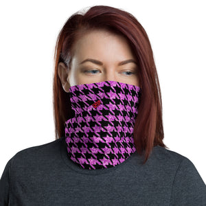 Houndstooth Purple/Black - Unisex Face Cover/Neck Gaiter