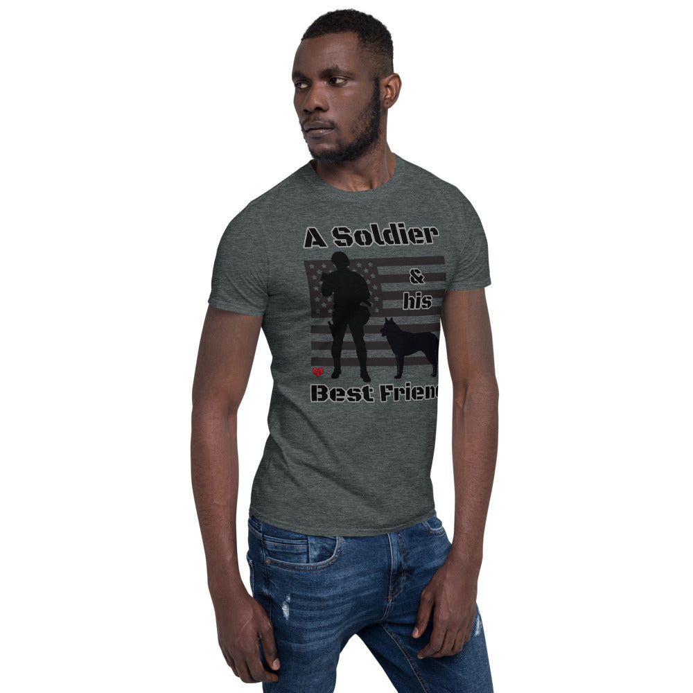 Soldier & Best Friend Dog - Husky - Short-Sleeve Unisex T-Shirt